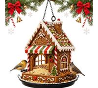 Christmas Bird Feeder Collection, Vintage Hanging Garden Feeder with Snowman,Lighthouse & Treehouse Design, Festive Holiday Seed Feeders for Wild Birds,Yard,Porch,Backyard