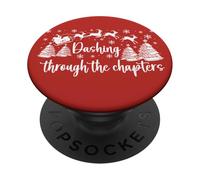 Christmas Book Lover Santa Dashing Through One More Chapter PopSockets PopGrip Adesivo
