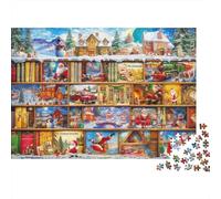 Christmas Bookshelf Scene 100% Recycled Cardboard Christmas Advent Calendar 1000Pc Jigsaw Puzzle For Adults Challenging & Brainteasing 70x50cm/1000pcs