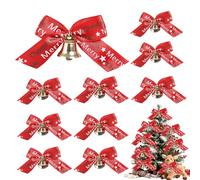 Christmas Bow Bell Pendant, Christmas Tree Ornaments For Holiday, Bell 10 pezzi Red Home Decor, New Year Halloween Birthday Wedding Party Tree Car Home Kids Adults Family Friends