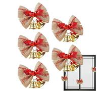 Christmas Bow with Bells - Festive Decoration, Delicate Sound | Shiny Fabric, Easy to to Ideal for Doors, Gift Wrapping, Wreaths and Elegant Christmas Settings