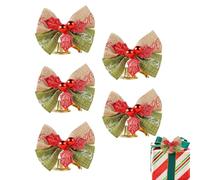 Christmas Bow with Bells - Festive Decoration, Delicate Sound | Shiny Fabric, Easy to to Ideal for Doors, Gift Wrapping, Wreaths and Elegant Christmas Settings
