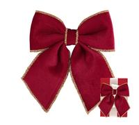 Christmas Bows - Festive Ribbon Accents Holiday Decorating | Fabric Loops with Vibrant Texture, Seasonal Display Accessories for Wreath Door Wall Staircase Mantel Home Office Event Arrangement