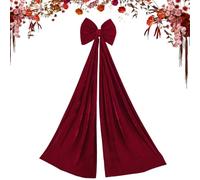 Christmas Bows - Red Vintage Velvet Holiday Decor | Wine Red Tree Topper with Foam Core, Medium 41x117cm & Large 40x177cm Sizes, Festive Indoor Outdoor Decoration for Garland Fireplace Mantel Porch