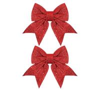 Christmas Bows - Sparkly Ribbon Holiday Decor, 2 Piece Sparkly Christmas Bows for Tree and Wrapping | Ribbon Decorations for Home Outdoor Wall Crafts Wedding Parties Holiday Events