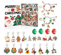 Christmas Bracelet Calendar, Advent Jewelry Kit, 24 Day Countdown Design, Festive DI Y Charm Set, Holiday Accessory Box for Home Use, School Events, Parties Favor, 7.87x6.69x0.59 inches