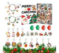 Christmas Bracelet Countdown Calendar, Advent Jewelry Kit, 24-Day Charm Set with Festive Beads & 2 Adjustable Bracelets, Daily Surprise Craft for Home, School, Travel & Party Favors