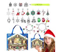 Christmas Bracelets - 24 Day DIY Jewelry Making Kit For Girls | Adjustable Charm Bracelet Set With 22 Beads | Christmas Countdown Gift For Daughter, Girlfriend, Kids