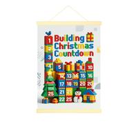 Christmas Building Block Countdown Blocks Canvas Wall Art 30,5 x 40,6 cm | Statuetta di pupazzo di neve, decorazione da parete in legno, scatole regalo, albero di pino, design numerico giocoso