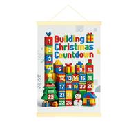 Christmas Building Block Countdown Blocks Canvas Wall Art 40,6 x 61 cm | Statuetta di pupazzo di neve, decorazione da parete in legno, scatole regalo, albero di pino, design numerico giocoso