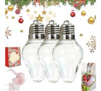 Christmas Bulb Gift Jar, 2026 New Plastic Fillable Giant Christmas Light Bulb Gift Jar, Jumbo Clear Plastic Ornament Fillable Gifts Jars with Lid, for Candy, Crafts, Party Favors (3pcs)