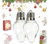 Christmas Bulb Gift Jar, 2026 New Plastic Fillable Giant Christmas Light Bulb Gift Jar, Jumbo Clear Plastic Ornament Fillable Gifts Jars with Lid, for Candy, Crafts, Party Favors (2pcs)