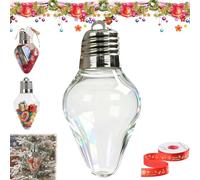 Christmas Bulb Gift Jar, 2026 New Plastic Fillable Giant Christmas Light Bulb Gift Jar, Light Bulb Candy Jars Ornaments Crafts, for Candy, Party Favors, Tree Hanging Ornaments (1PC)