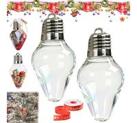Christmas Bulb Gift Jar, 2026 New Plastic Fillable Giant Christmas Light Bulb Gift Jar, Light Bulb Candy Jars Ornaments Crafts, for Candy, Party Favors, Tree Hanging Ornaments (2PCS)