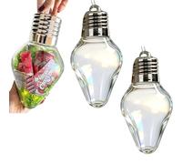Christmas Bulb Gift Jar - Clear Fillable Jumbo Plastic Ornament with Lid, Hanging Candy for Xmas Tree Decor DIY Crafts Party Favors (2PCS)