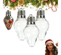 Christmas Bulb Gift Jar, Clear Fillable Light Bulb Ornaments With Lid, Jumbo Christmas Bulb Gift Container, Reusable Hanging Candy Jars, For Diy Crafts, Xmas Tree Decor, Party Favors (3Pcs)