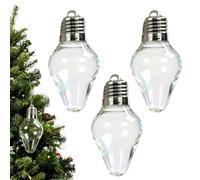 Christmas Bulb Gift Jar, DIY Fillable Light Bulb Ornaments Clear Plastic for Candy, Crafts & Gifts, Plastic Christmas Containers for Xmas Decor, Holiday Party Favors, Classroom DIY (3PCS)