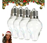 Christmas Bulb Gift Jar, DIY Plastic Light Bulb Decorations, Large Clear Fillable Light Bulbs Ornaments with Screw-Off Lid, for Tree Hanging Decor and Holiday Crafts Party (4Pcs)