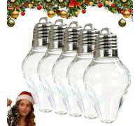Christmas Bulb Gift Jar, DIY Plastic Light Bulb Decorations, Large Clear Fillable Light Bulbs Ornaments with Screw-Off Lid, for Tree Hanging Decor and Holiday Crafts Party (5Pcs)