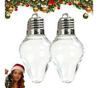 Christmas Bulb Gift Jar, DIY Plastic Light Bulb Decorations, Large Clear Fillable Light Bulbs Ornaments with Screw-Off Lid, for Tree Hanging Decor and Holiday Crafts Party (2Pcs)