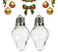 Christmas Bulb Gift Jar, Large Fillable Light Bulb Ornaments with Lid, Clear Plastic Hanging Candy Containers for DIY Xmas Tree Decor, Party Favors & Crafts (2 pcs)