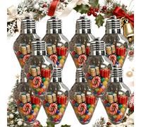 Christmas Bulb Gift Jar, Light Bulb Ornaments Clear Plastic Fillable, Diy Plastic Light Bulbs Decorations for Tree Hanging Decor and Holiday Crafts Party Favors Teacher (10sets)