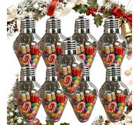 Christmas Bulb Gift Jar, Light Bulb Ornaments Clear Plastic Fillable, Diy Plastic Light Bulbs Decorations for Tree Hanging Decor and Holiday Crafts Party Favors Teacher (9sets)