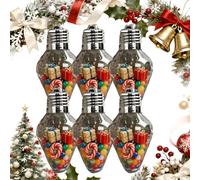 Christmas Bulb Gift Jar, Light Bulb Ornaments Clear Plastic Fillable, Diy Plastic Light Bulbs Decorations for Tree Hanging Decor and Holiday Crafts Party Favors Teacher (6sets)