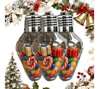 Christmas Bulb Gift Jar, Light Bulb Ornaments Clear Plastic Fillable, Diy Plastic Light Bulbs Decorations for Tree Hanging Decor and Holiday Crafts Party Favors Teacher (3sets)