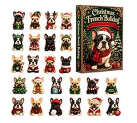 Christmas Bulldog Advent Calendar - 24 Day Countdown | 2D Acrylic | 2D Acrylic Dog Pendants, Countdown To Christmas Calendar For Kids, Girls, December Holiday Party, Winter Holiday Season