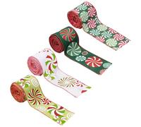 Christmas Burlap Ribbon - 4 rotoli Holiday Garland Decoration Stripe | Christmas Ribbon Burlap | Christmas Crafting Ribbon For Christmas Trees, Stairs, Garden, Box Wrapping, & Christmas Bows