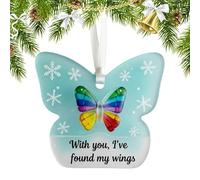 Christmas Butterfly Pendant - 2D Acrylic Tree Ornament Keepsake | Butterfly Christmas Ornament Gift for Living Room Garden Mantel Door Wall Party Home Decoration