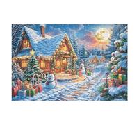 Christmas Cabin Winter Snow Path Forest Outdoor Puzzle 1000 Pezzi Paesaggi Classici Mondiali Rompicapo Collezione Per Amanti Del Puzzle Relax E Sfida Difficile Per Adulti 1000 PCS