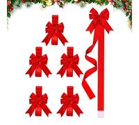 Christmas Cabinet Bows - Red Large Bow Decor, 6 Pieces Red Holiday Ribbon Bows for Cabinets | Easy-Install Kitchen Christmas Decorations for Tree, Wreath, Front Door, Window, Wall, Indoor, Outdoor, Of