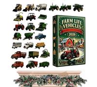Christmas Calendar 2D Acrylic Farm Life Vehicles Decorations | 24-Day Countdown Calendar for Windowsill Mantel Office Car Holiday Party Home Celebration Festival