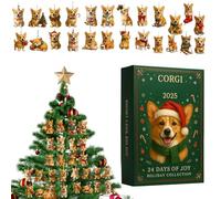 Christmas Calendar, 2D Acrylic Puppy Themed Decorative Advents, 24 Day Countdown Calendar 2025, Adorable Puppy Ornament Gift Set for Tree, Bag, Stocking Stuffers, Holiday Decor, 11.02x6.3 Inches