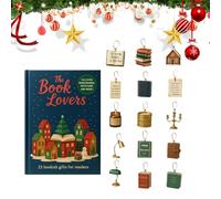 Christmas Calendar Advent, 25 Days Book Pendant Set, 10.23 x 7.08 Inches Acrylic Miniature Collectible Ornaments, Ideal for Readers, Teens, Adults, Men, Women, Holiday, Birthday, Festive Decor