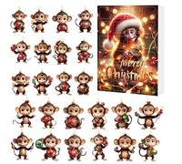 Christmas Calendar Advent - 2D Acrylic Monkey Ornament Decoration, 24-Day