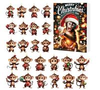 Christmas Calendar Advent - 2D Acrylic Monkey Ornament Decoration, 24-Day