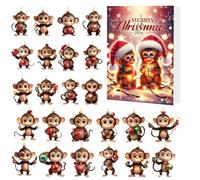 Christmas Calendar Advent - 2D Acrylic Monkey Ornament Decoration, 24-Day