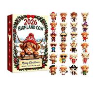 Christmas Calendar Advent Figurines 3D Cute Cow 24 Days Decoration Office | Christmas Countdown Figurines Set for Coffee Table Closet Bookshelf Windowsill Office Desk
