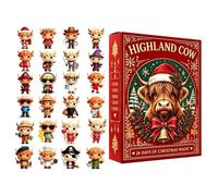 Christmas Calendar Advent Figurines 3D Cute Cow 24 Days Decoration Office | Christmas Countdown Figurines Set for Coffee Table Closet Bookshelf Windowsill Office Desk