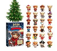Christmas Calendar Advent Figurines 3D Cute Cow 24 Days Decoration Office | Christmas Countdown Figurines Set for Coffee Table Closet Bookshelf Windowsill Office Desk