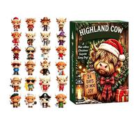 Christmas Calendar Advent Figurines 3D Cute Cow 24 Days Decoration Office | Christmas Countdown Figurines Set for Coffee Table Closet Bookshelf Windowsill Office Desk