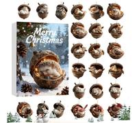 Christmas Calendar Advents, 2D Flat Acrylic Animal Acorn Countdown Ornaments, Holiday Countdown Calendar for Living Room, Bedroom, Kitchen, Entryway, Door, Fireplace, Car, Holiday Celebration