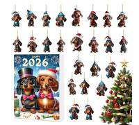 Christmas Calendar Countdown 24 - Days Cute Dachshund Festive Decorations