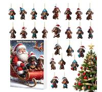 Christmas Calendar Countdown 24 - Days Cute Dachshund Festive Decorations