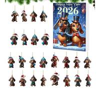 Christmas Calendar Countdown 24 - Days Cute Dachshund Festive Decorations