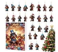 Christmas Calendar Countdown 24 - Days Cute Dachshund Festive Decorations