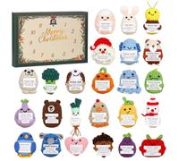 Christmas Calendar Countdown, 24piece Acrylic Cute Pendant, 24 Days Inspirational Crochet Animals, for Girls Boys Adults Halloween Holiday